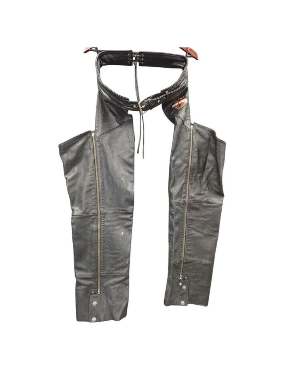 Harley-Davidson Leather Motorcycle Riding Chaps Black Men’s Medium Genuine Leath